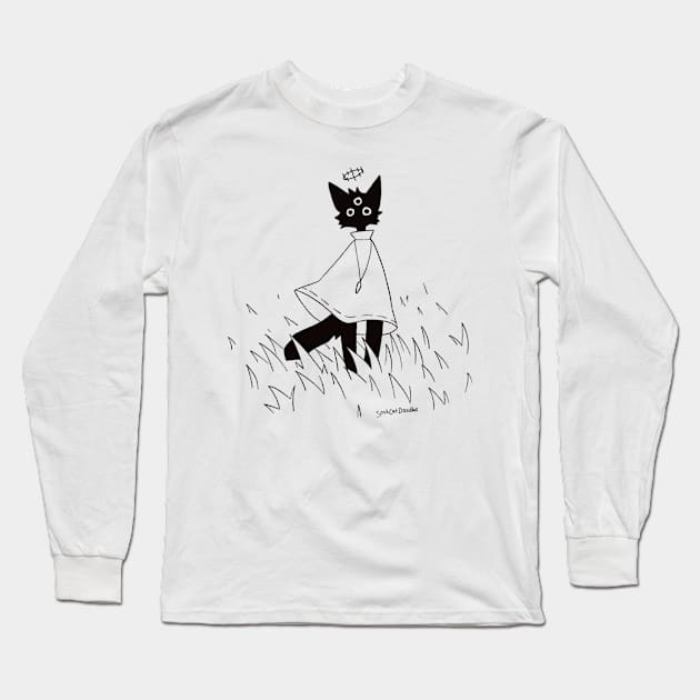 sølkāt vibing in a field, uncolored Long Sleeve T-Shirt by SoulCatProducts